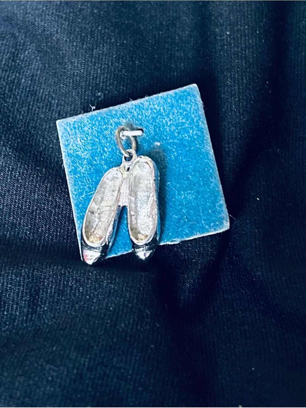 Vintage Ballet Slippers Charm / Pendant in Silver.